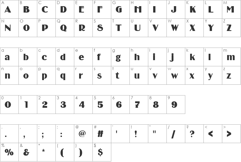 UVN Binh Duong font character map preview