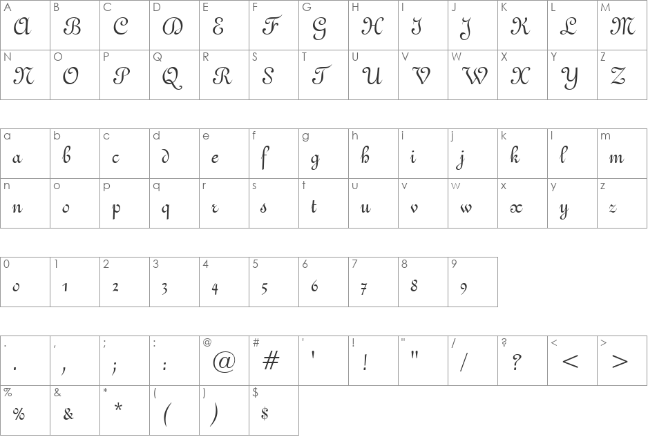 UVN Con Thuy font character map preview