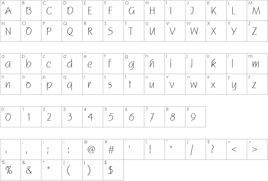 UVN Giay Trang font character map preview