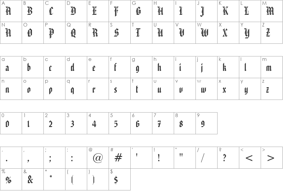 UVN Hoa Ky font character map preview