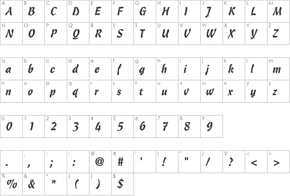 UVN Mang Tre font character map preview