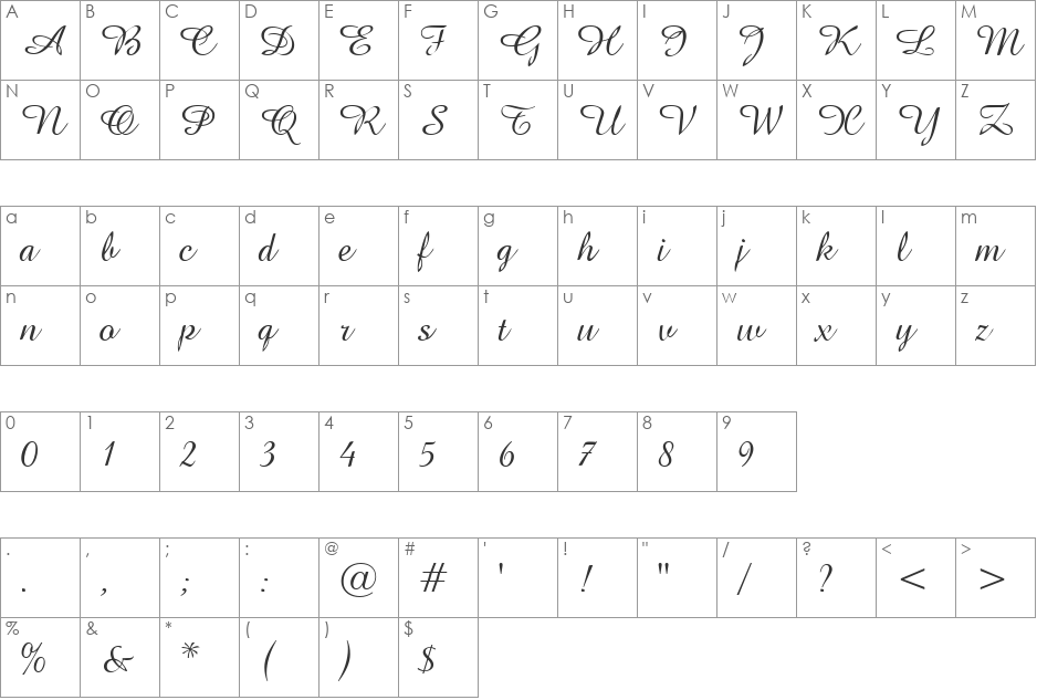 UVN Mua Thu font character map preview