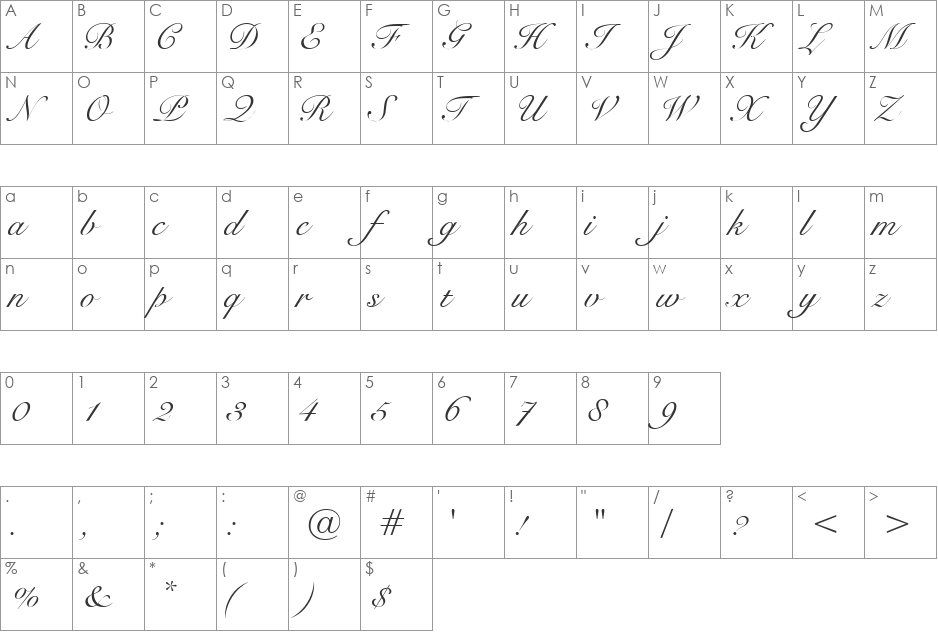 UVN Sang Song font character map preview