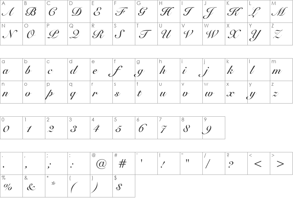 UVN Sang Song font character map preview