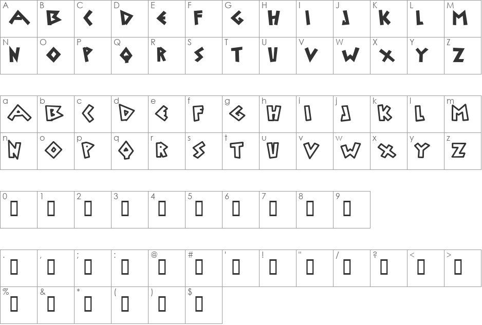 Uylus font character map preview