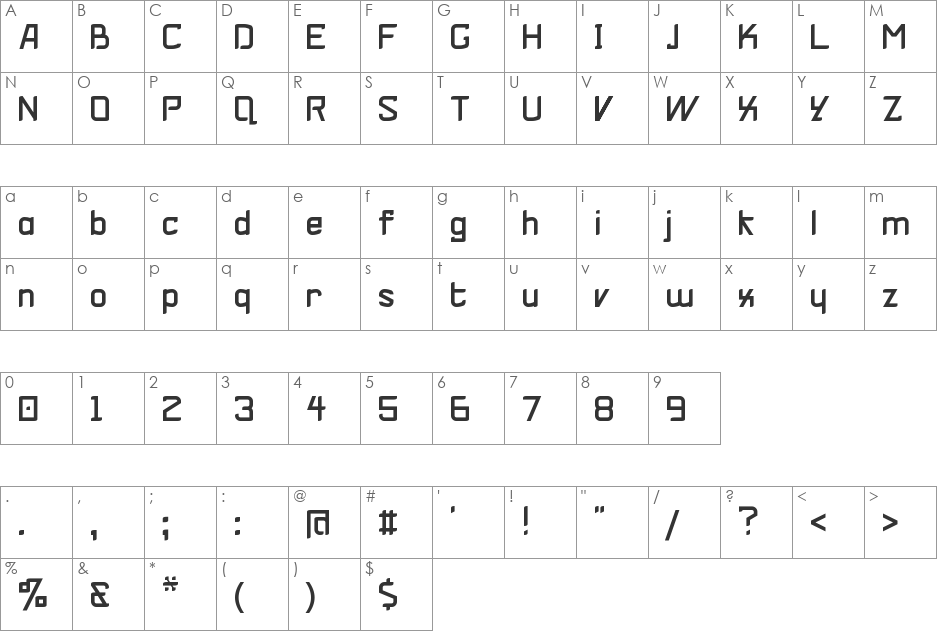 V-Zel? font character map preview