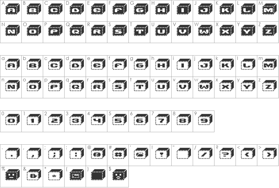 V5 Bloques font character map preview