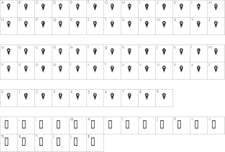 Vacuum Tube font character map preview