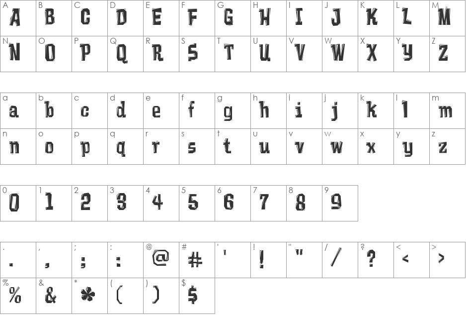 Vademecum font character map preview