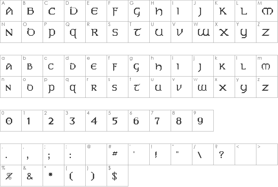 Vaip font character map preview