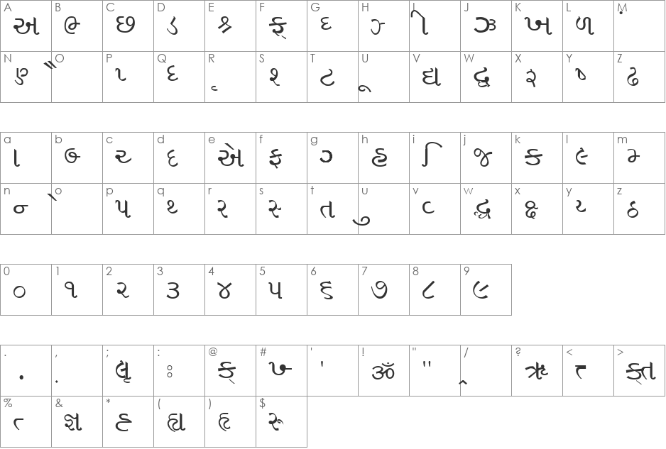 Vakil_01 font character map preview