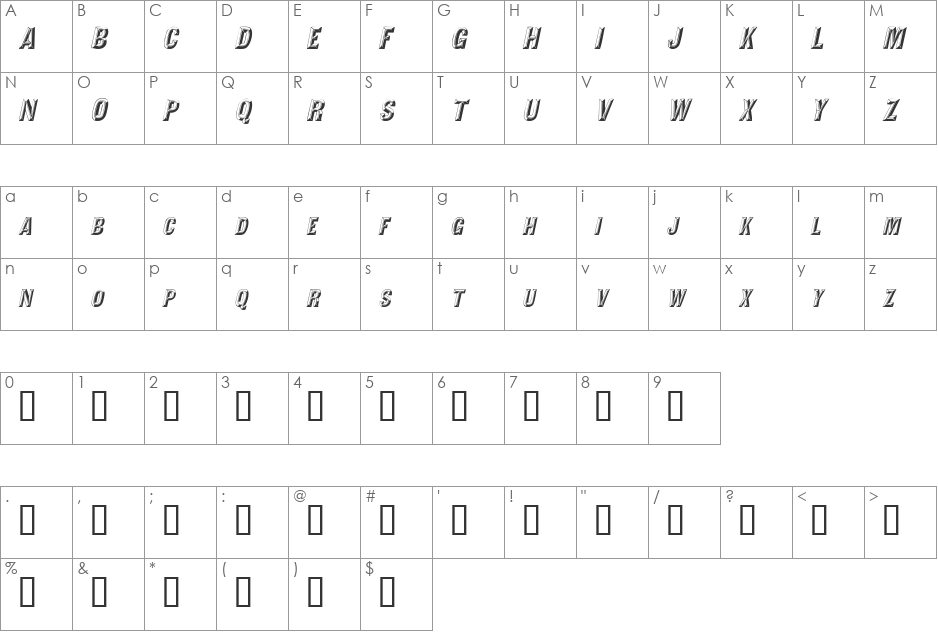 ValdivaFacetsSCapsSSK font character map preview