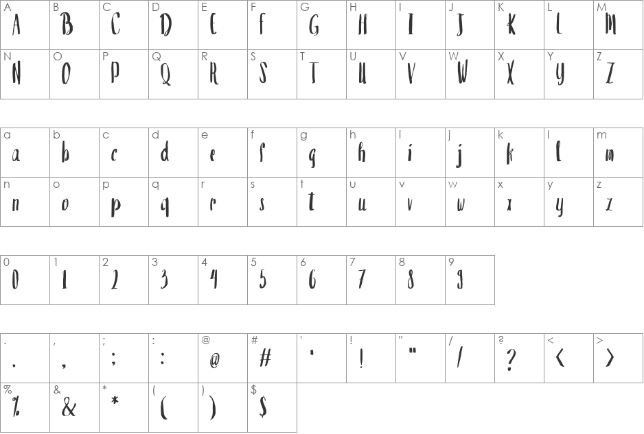 valencia sans font character map preview