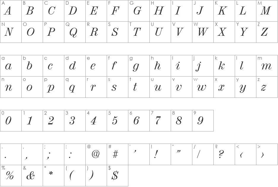 Valencia-Serial DB font character map preview