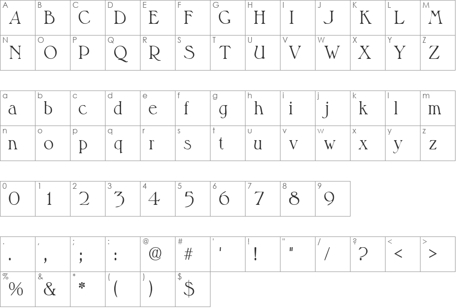 ValitSSK font character map preview