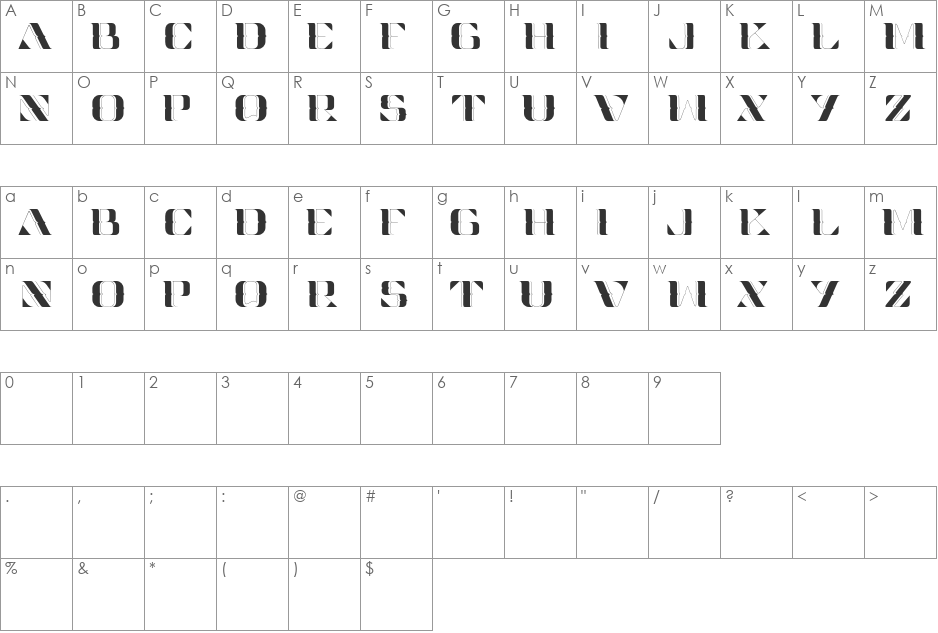 ValkDisplay font character map preview