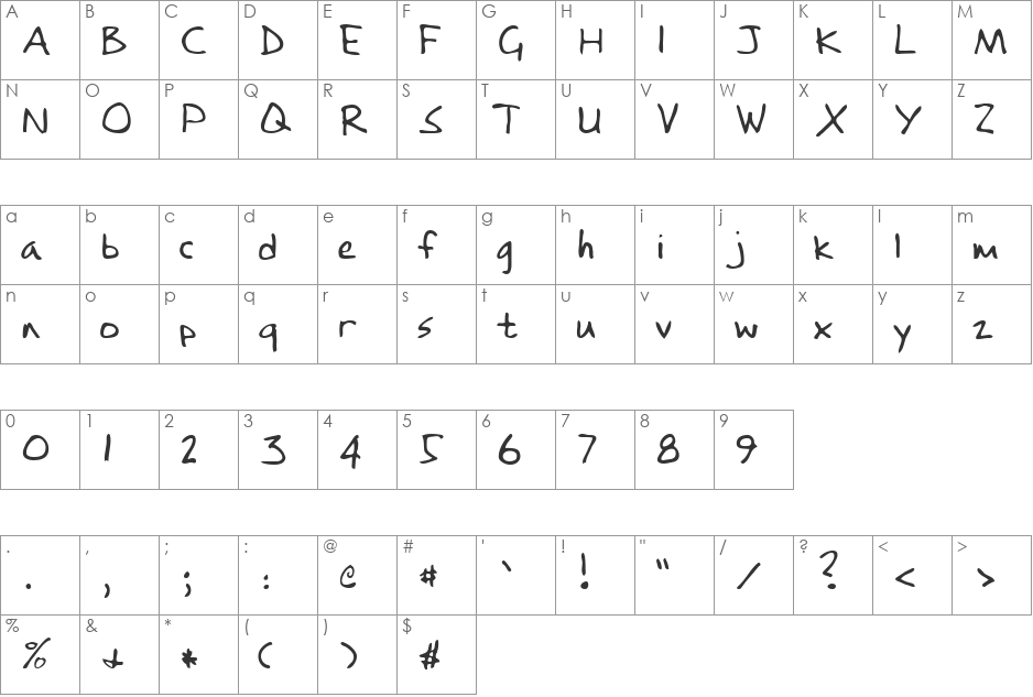 Valley font character map preview