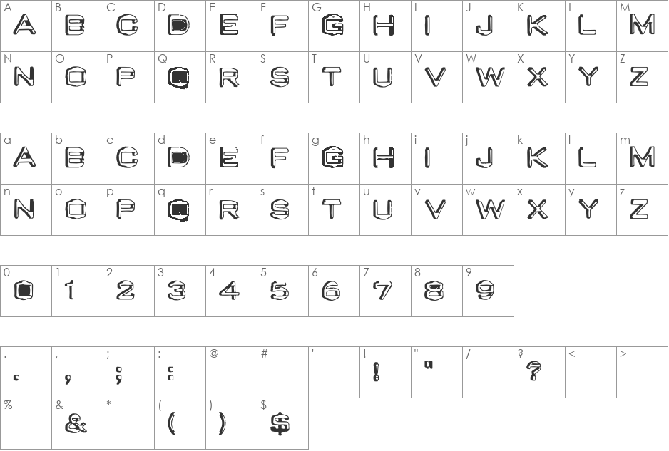 Valu Old Caps font character map preview
