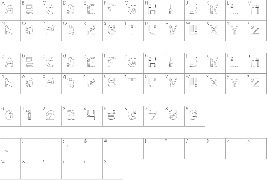 Vamp Kitten font character map preview