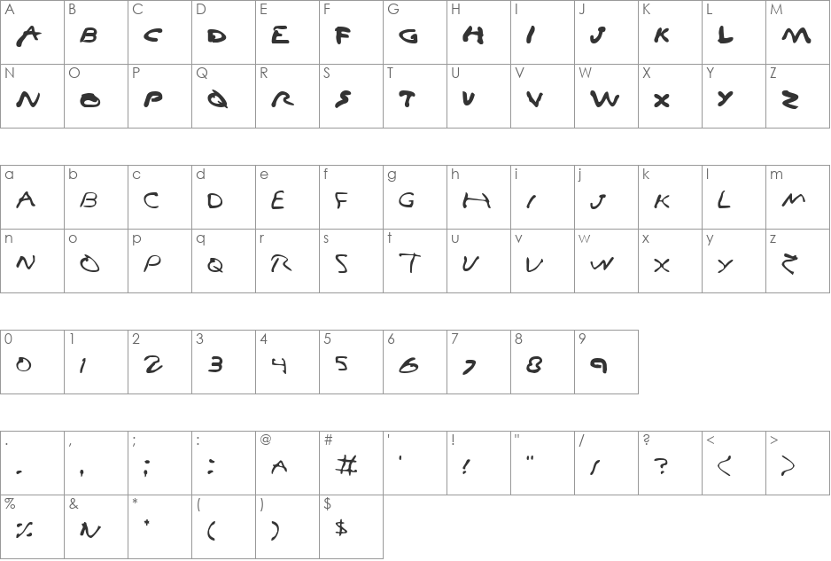 Vampire Games font character map preview