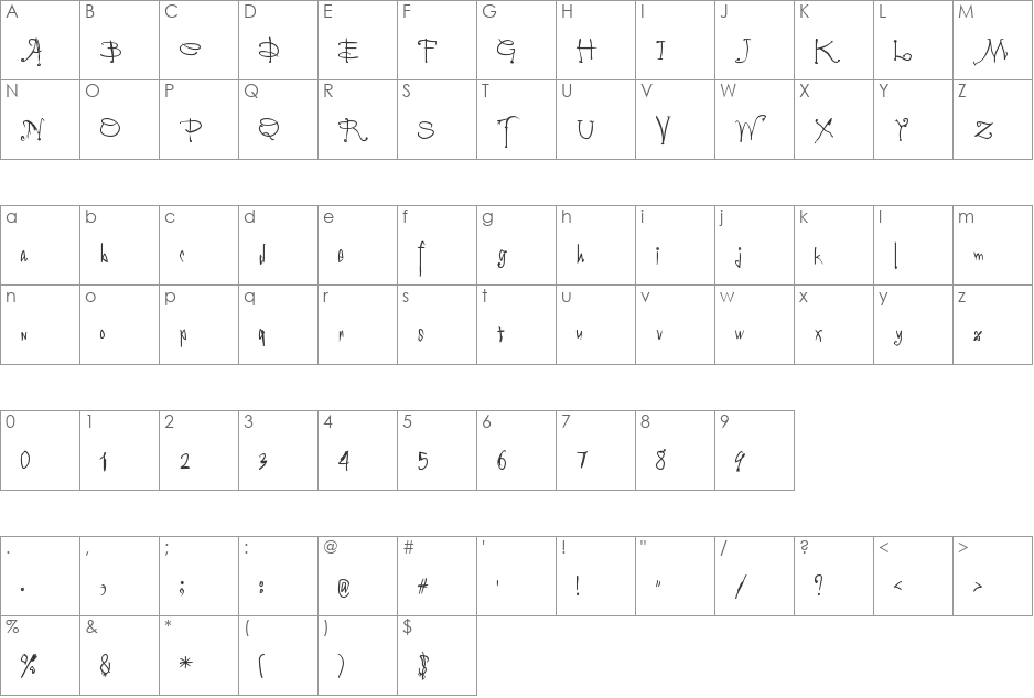 Vampyriqua font character map preview