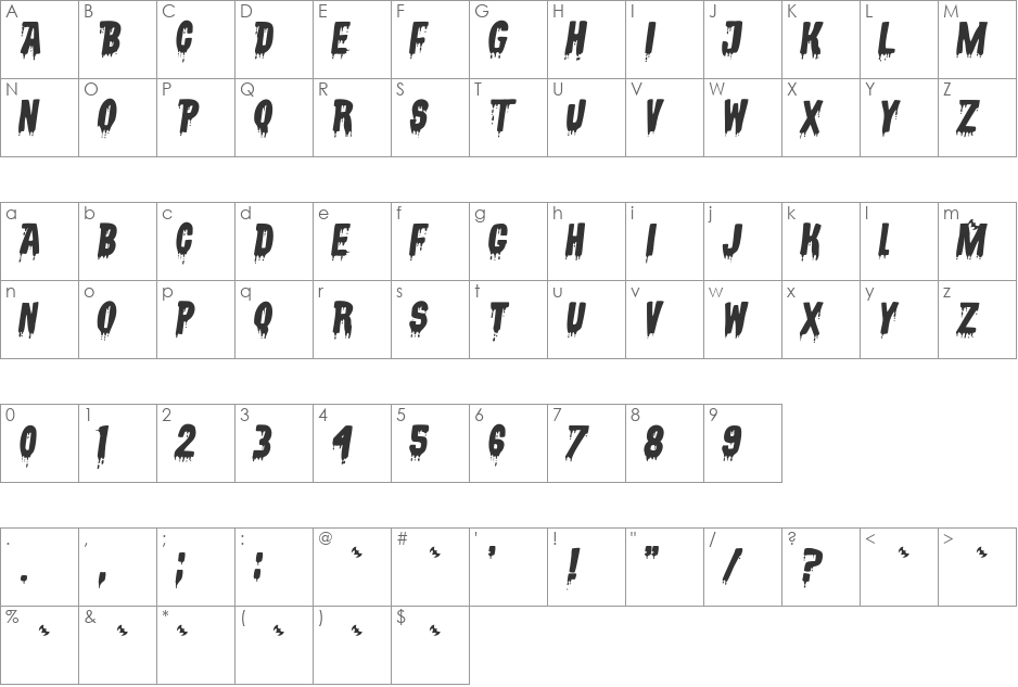 VampyrishABC-Oblique font character map preview