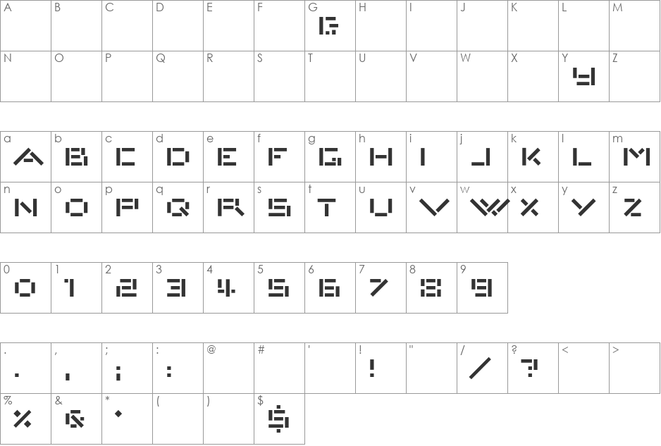VanDerLeckAT font character map preview