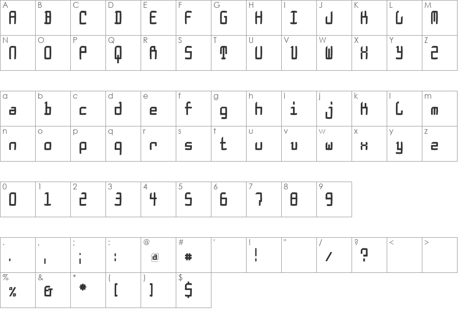 VanDoesburgBrokenFS font character map preview
