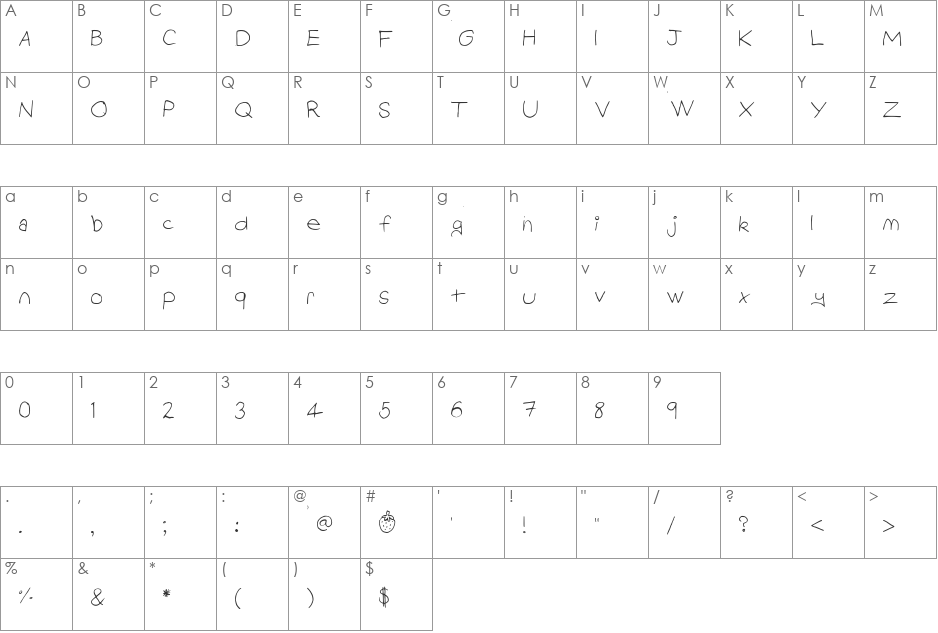 Vanilla Galaxies by Breely font character map preview