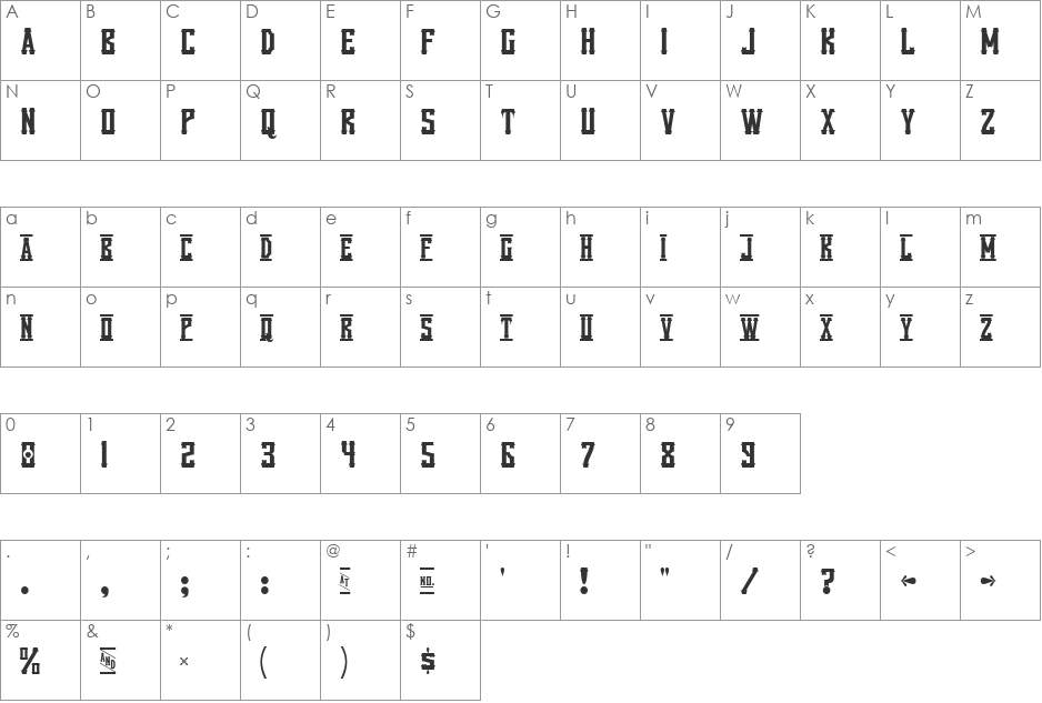 Vanilla Whale font character map preview