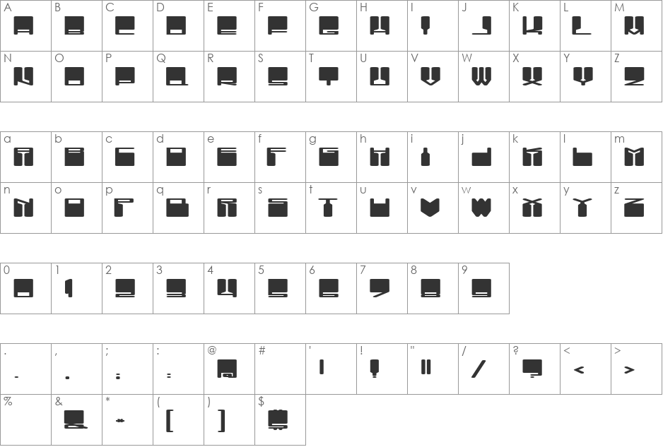 Vanishing Boy font character map preview