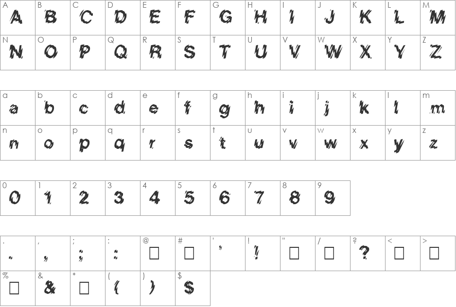 VanishInTheHeat font character map preview