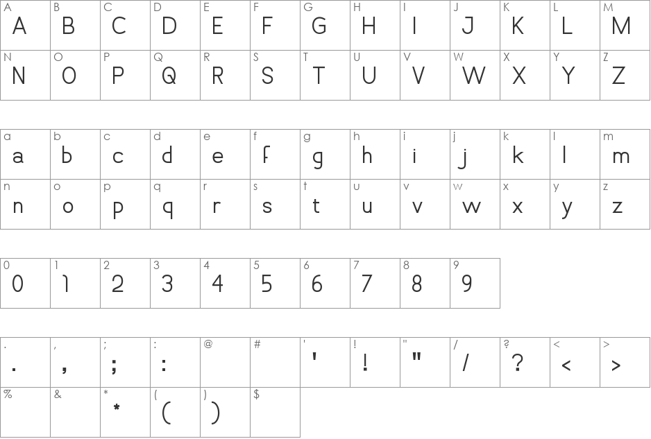 Vanlose_SimpleType font character map preview