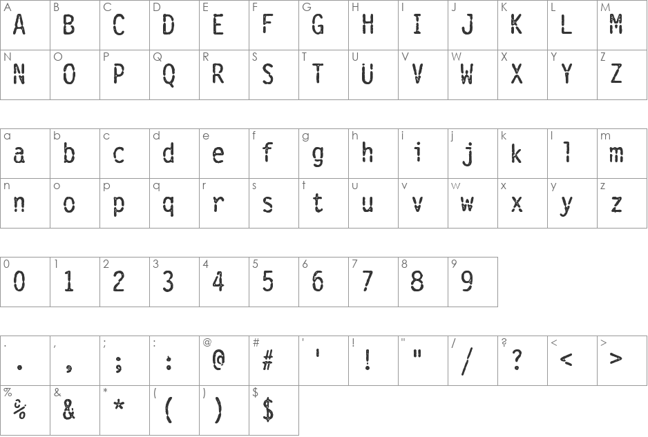 Vanthian Ragnarok font character map preview