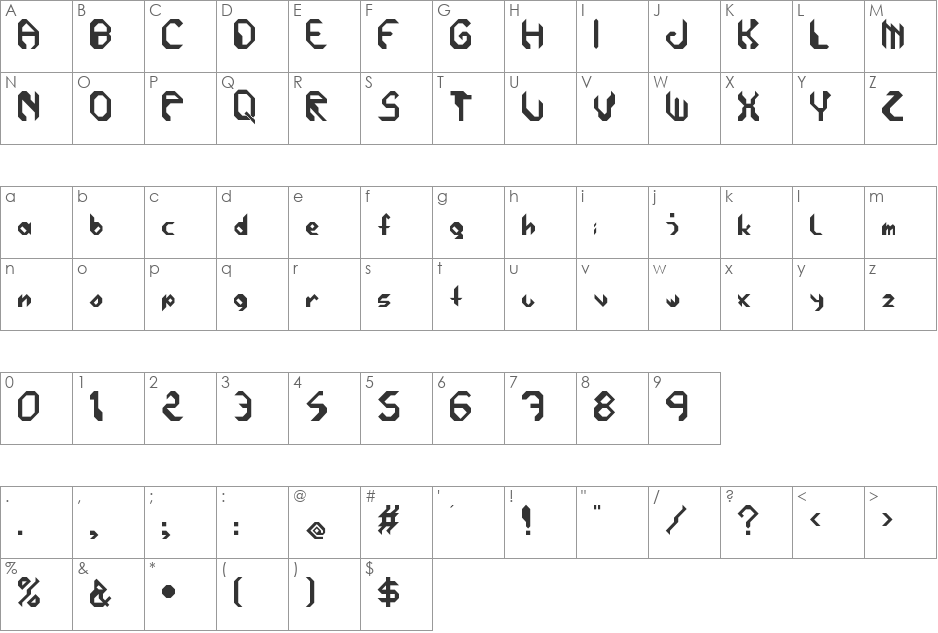 vAonom font character map preview