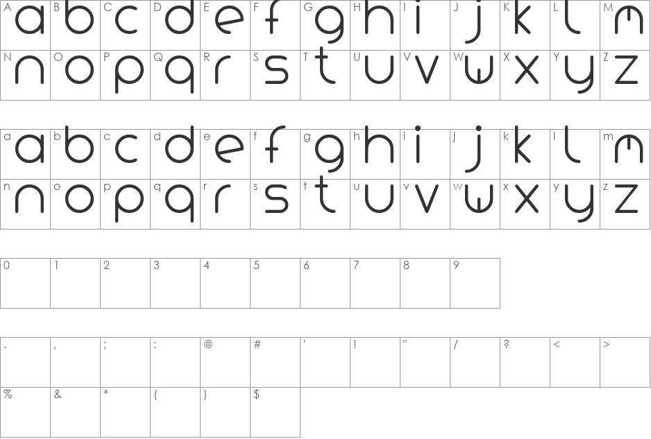 Variada tfb font character map preview