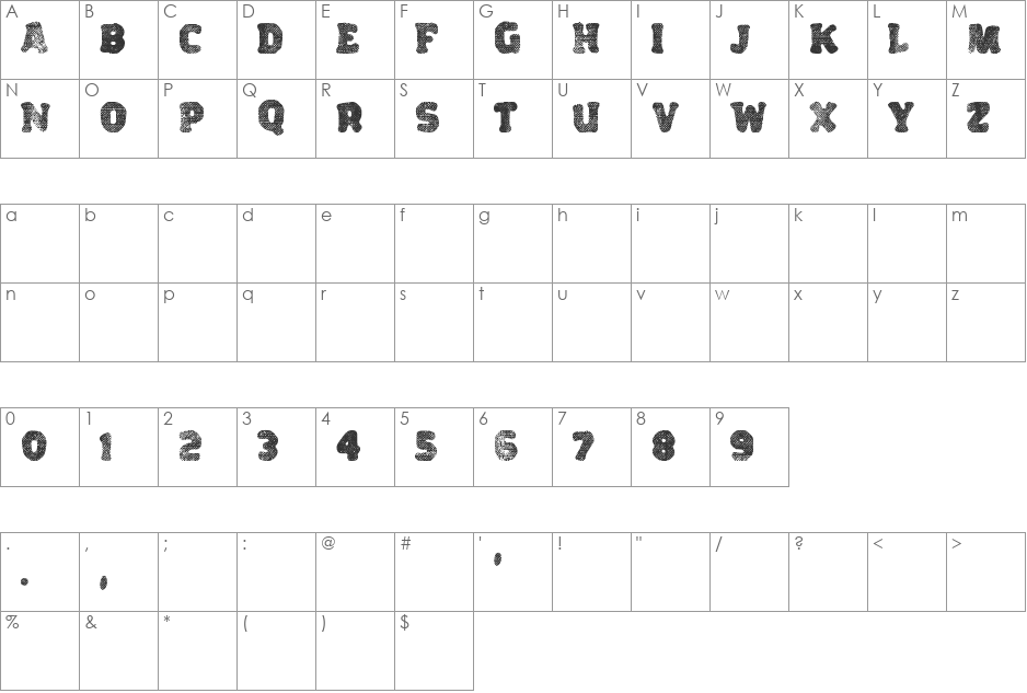 VARIATIONS font character map preview