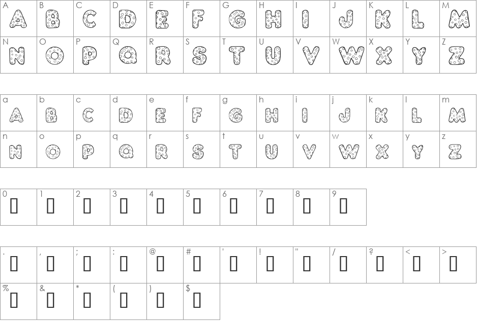 Varicelle font character map preview