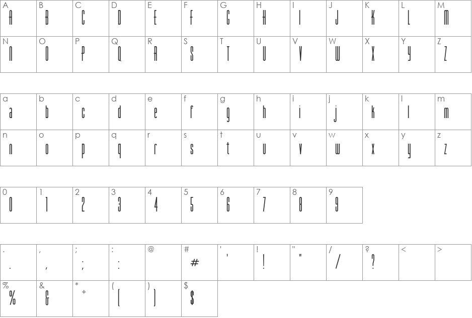 VarickaLC font character map preview