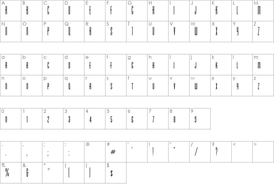 VarickaSC font character map preview