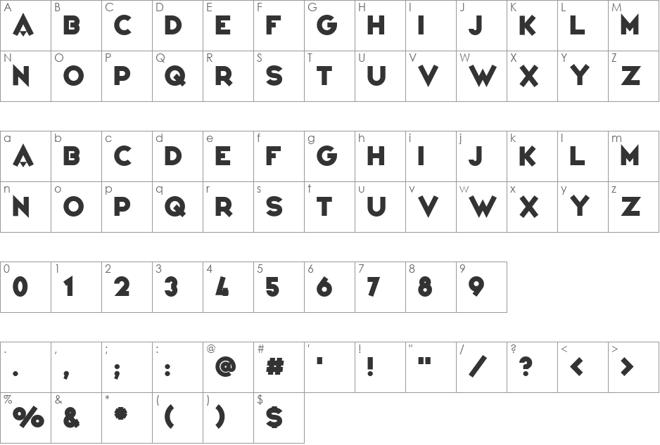 Variet font character map preview