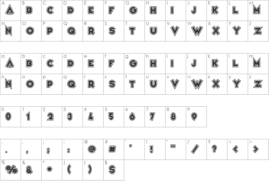 Variet font character map preview