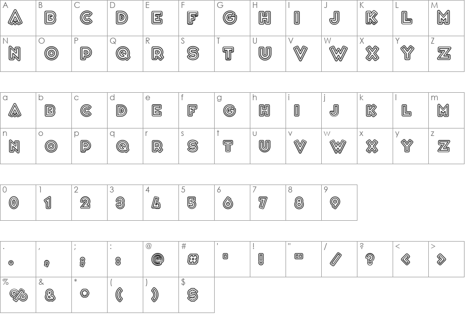 Variet font character map preview