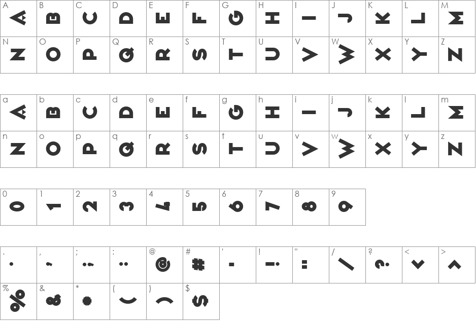 Variet font character map preview