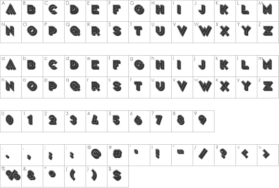 Variet font character map preview