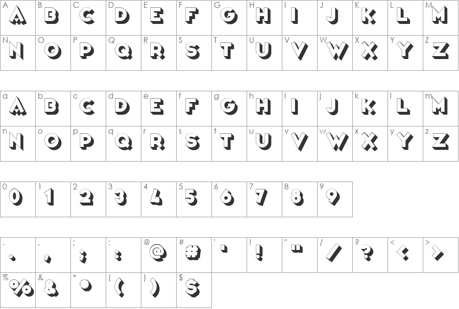 Variet font character map preview