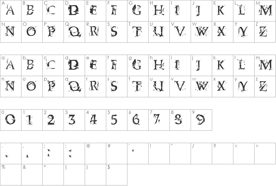 Variety Show font character map preview