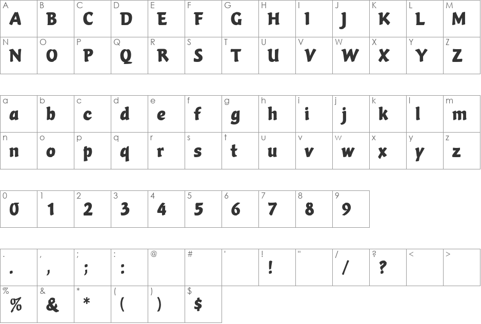 VarioEF-Regular font character map preview