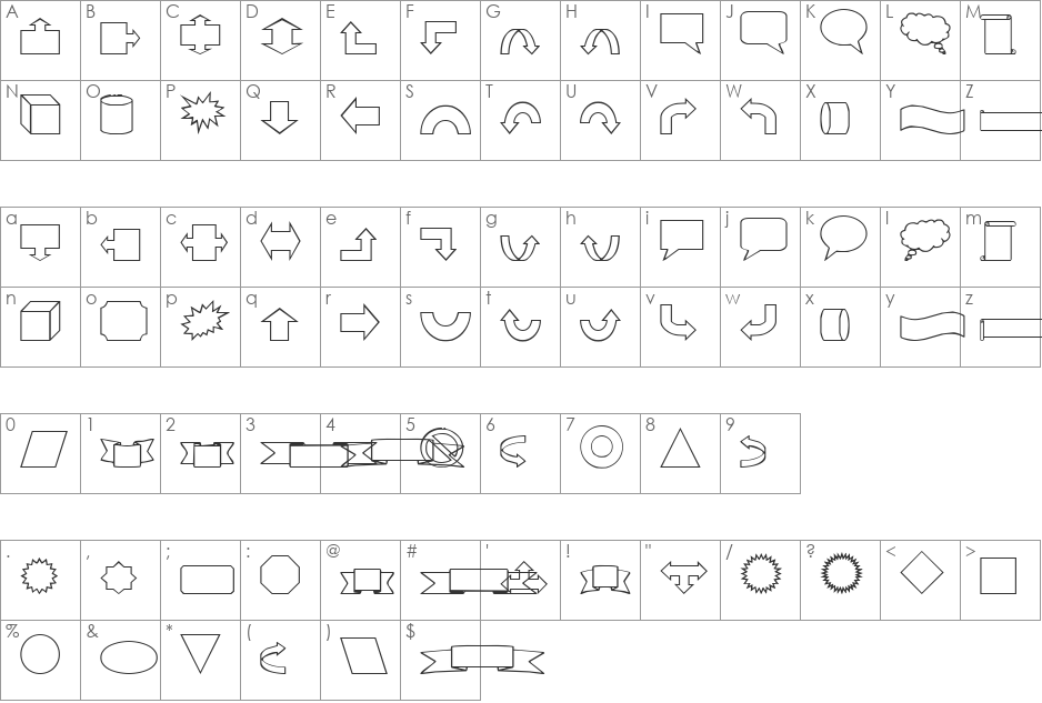VariShapes Solid font character map preview
