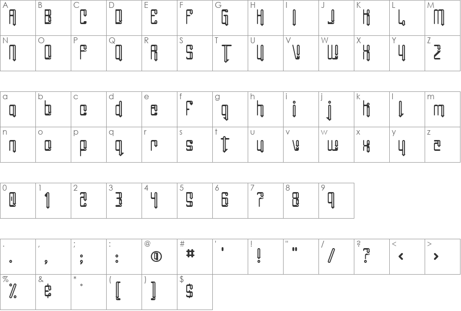 Varsinnie Grioove font character map preview
